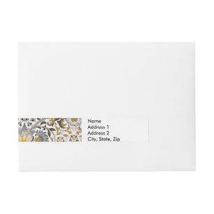 William Morris Lodden Floral Pattern: Blue Gold Wraparound Address Label