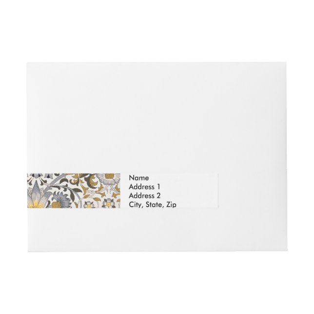 William Morris Lodden Floral Pattern: Blue Gold  Wraparound Address Label (Front)
