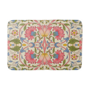 William Morris Lodden Floral Pattern Pastel Bath Mat