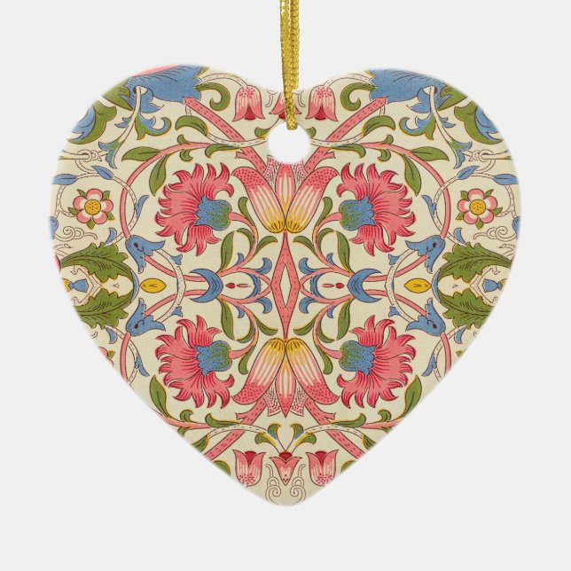 William Morris Lodden Floral Pattern Pastel  Ceramic Tree Decoration (Front)