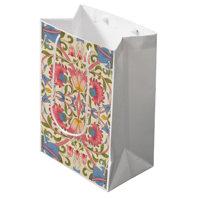 William Morris Lodden Floral Pattern Pastel  Medium Gift Bag (Front Angled)