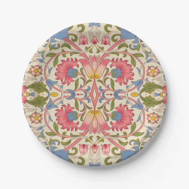 William Morris Lodden Floral Pattern Pastel  Paper Plate (Front)