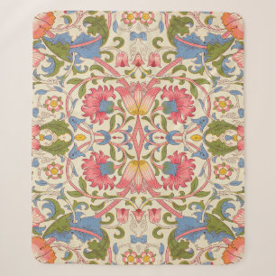 William Morris Lodden Floral Pattern Pastel Sherpa Blanket