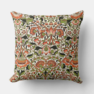 William Morris Lodden Flowers Foliage Green Pink   Cushion