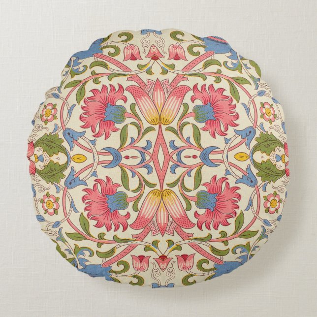 William Morris Lodden Spring Wallpaper Art  Round Cushion (Front)