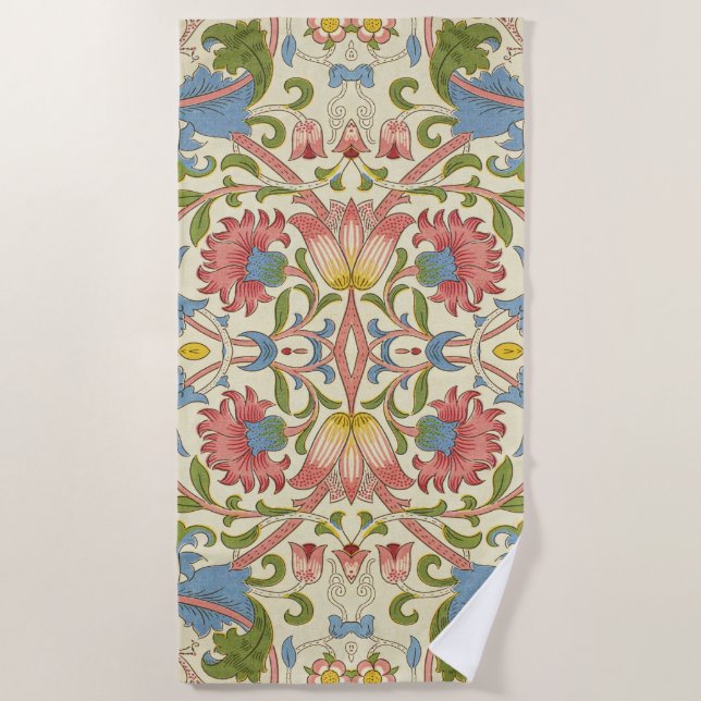 William Morris Loddon Blossom Floral Patterns Beach Towel (Front)