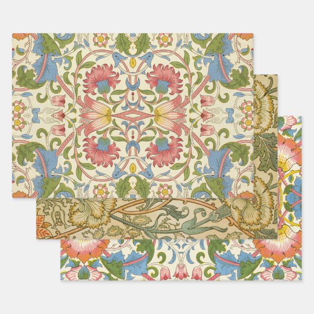 William Morris Loddon Blossom Floral Patterns Wrapping Paper Sheet (Set)
