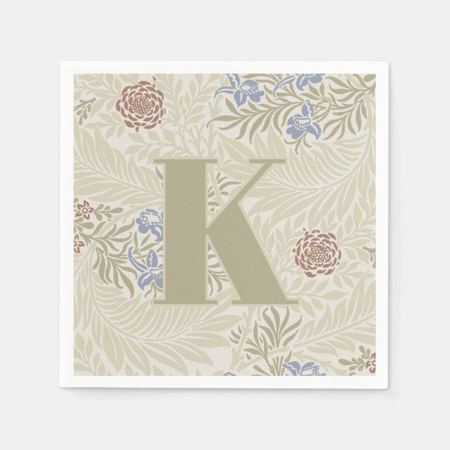 William Morris Lt Blue & Rust Larkspur Pattern Napkin (Front)