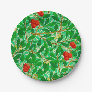 William Morris Lychee Tree Pattern, Light Green Paper Plate
