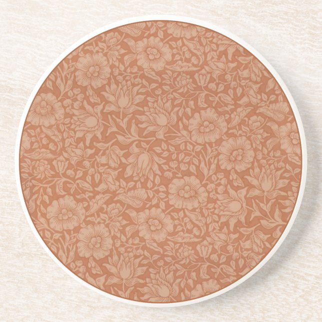 William Morris Mallow Floral Wallpaper Design Coaster (Front)