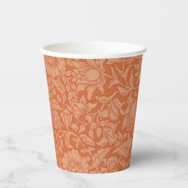 William Morris Mallow Floral Wallpaper Design Paper Cups (Front)