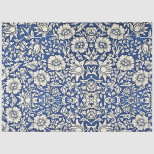 William Morris Mallow Flowers Floral Blue White Tissue Paper