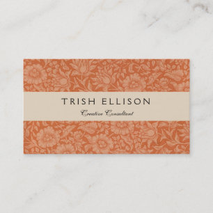 William Morris Mallow Pattern: Terracotta Floral Business Card
