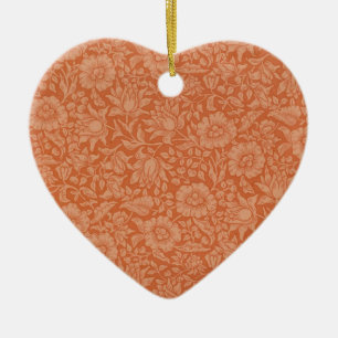 William Morris Mallow Pattern: Terracotta Floral Ceramic Tree Decoration