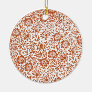 William Morris Mallow Pattern: Terracotta Floral Ceramic Tree Decoration