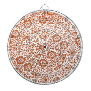 William Morris Mallow Pattern: Terracotta Floral Dartboard