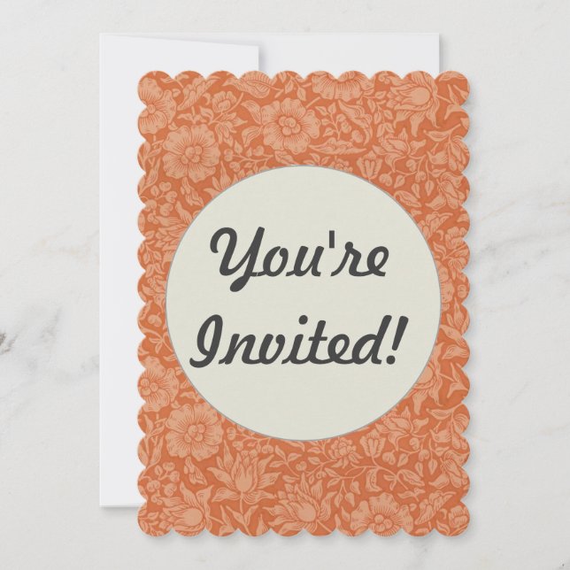 William Morris Mallow Pattern: Terracotta Floral Invitation (Front)