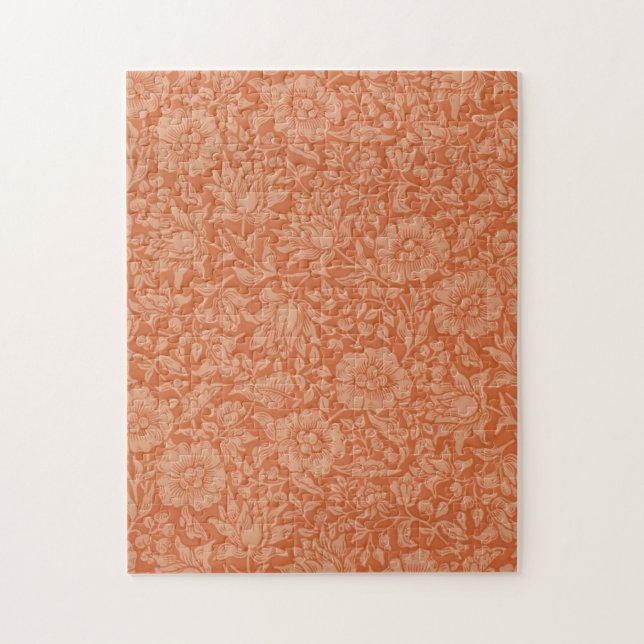 William Morris Mallow Pattern: Terracotta Floral Jigsaw Puzzle (Vertical)