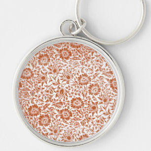 William Morris Mallow Pattern: Terracotta Floral Key Ring