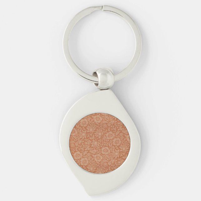 William Morris Mallow Pattern: Terracotta Floral Key Ring (Front)
