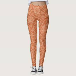 William Morris Mallow Pattern: Terracotta Floral Leggings
