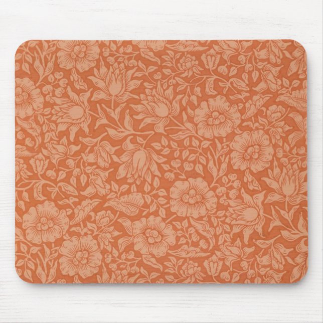 William Morris Mallow Pattern: Terracotta Floral Mouse Mat (Front)