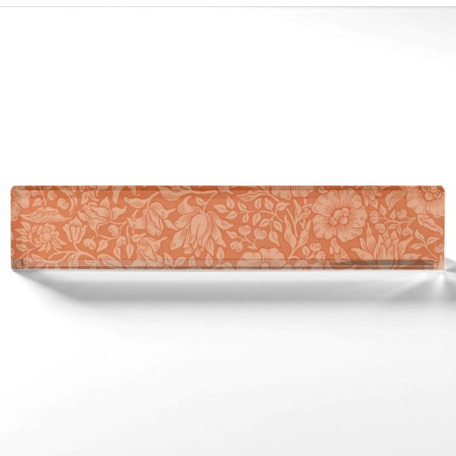William Morris Mallow Pattern: Terracotta Floral Nameplate (Front)