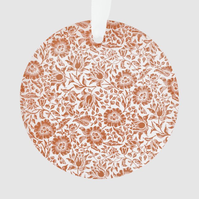 William Morris Mallow Pattern: Terracotta Floral Ornament (Front)
