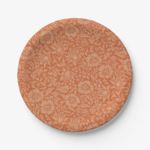 William Morris Mallow Pattern: Terracotta Floral Paper Plate
