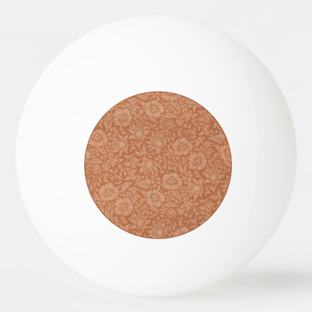 William Morris Mallow Pattern: Terracotta Floral Ping Pong Ball (Front)