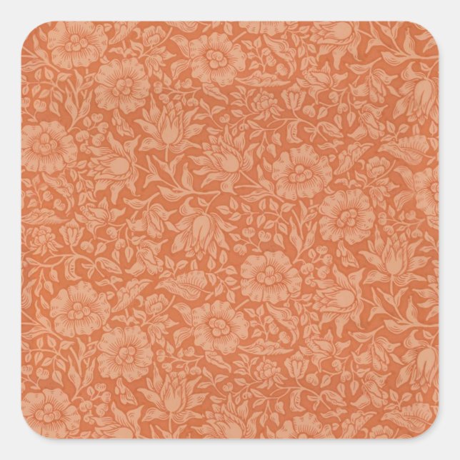 William Morris Mallow Pattern: Terracotta Floral Square Sticker (Front)