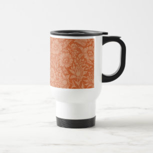 William Morris Mallow Pattern: Terracotta Floral Travel Mug