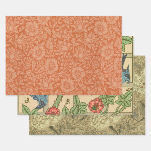 William Morris Mallow Pattern: Terracotta Floral Wrapping Paper Sheet