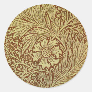 William Morris Marigold Antique Flower Pattern Classic Round Sticker