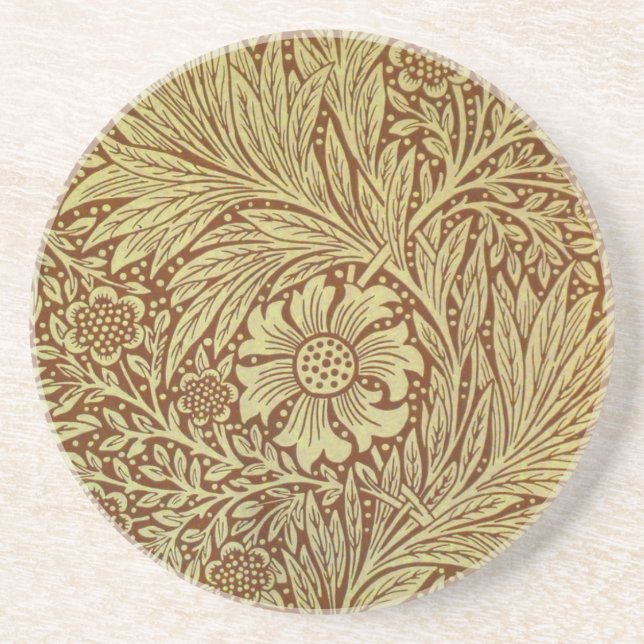 William Morris Marigold Antique Flower Pattern Coaster (Front)