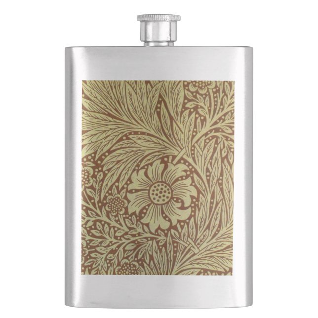 William Morris Marigold Antique Flower Pattern Hip Flask (Front)