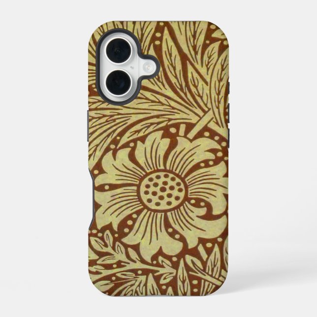 William Morris Marigold Antique Flower Pattern iPhone 16 Case (Back)