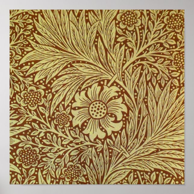 William Morris Marigold Antique Flower Pattern Poster (Front)