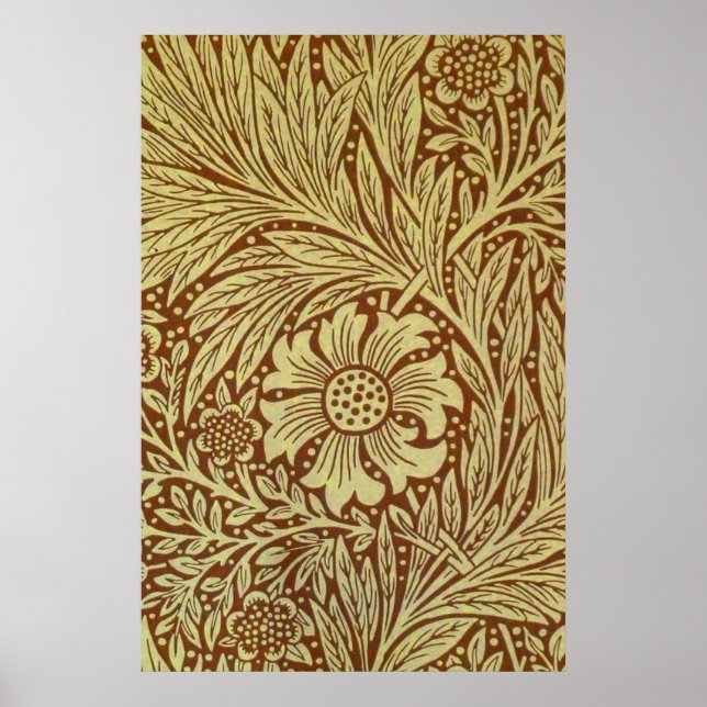 William Morris Marigold Antique Flower Pattern Poster (Front)