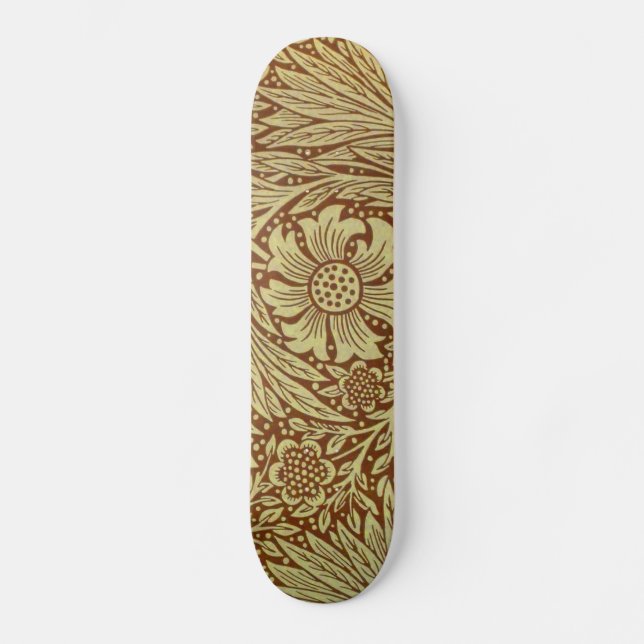 William Morris Marigold Antique Flower Pattern Skateboard (Front)
