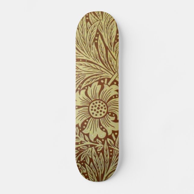 William Morris Marigold Antique Flower Pattern Skateboard (Front)
