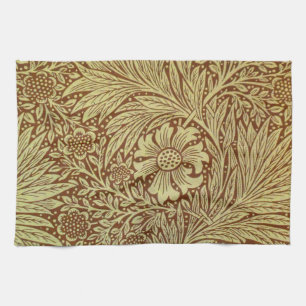 William Morris Marigold Antique Flower Pattern Tea Towel