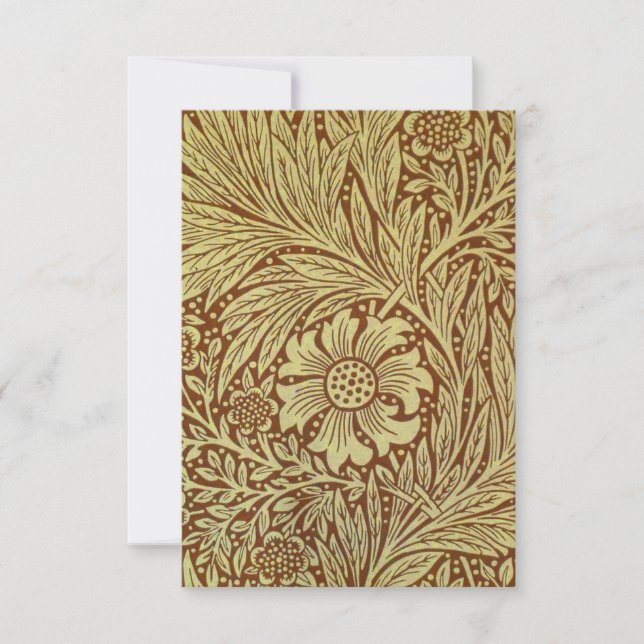 William Morris Marigold Antique Flower Pattern Thank You Card (Front)