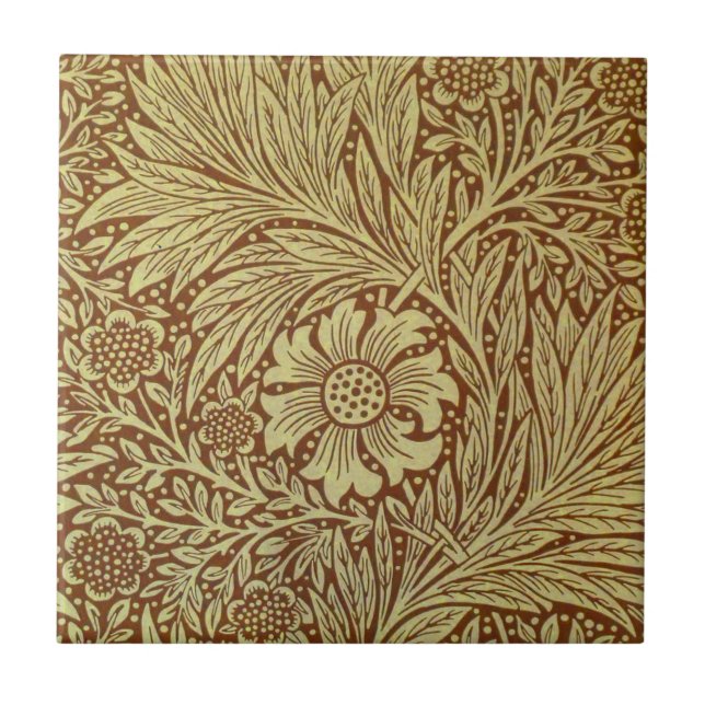 William Morris Marigold Antique Flower Pattern Tile (Front)