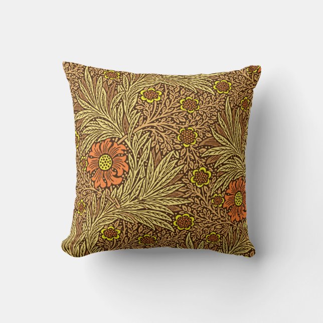 William Morris Marigold, Copper Brown and Orange Cushion (Front)