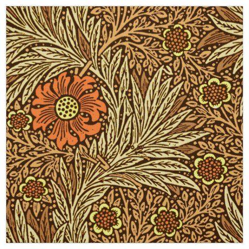 William Morris Marigold, Copper Brown and Orange Fabric | Zazzle