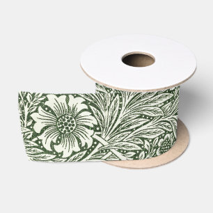 William Morris Marigold Green Floral Art Print Satin Ribbon