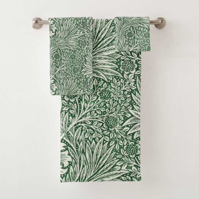 william morris marigold green floral flower bath towel set (Insitu)