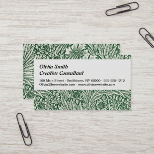 william morris marigold green floral flower business card