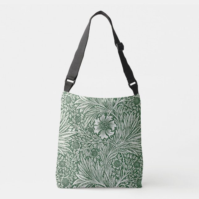 william morris marigold green floral flower crossbody bag (Front)